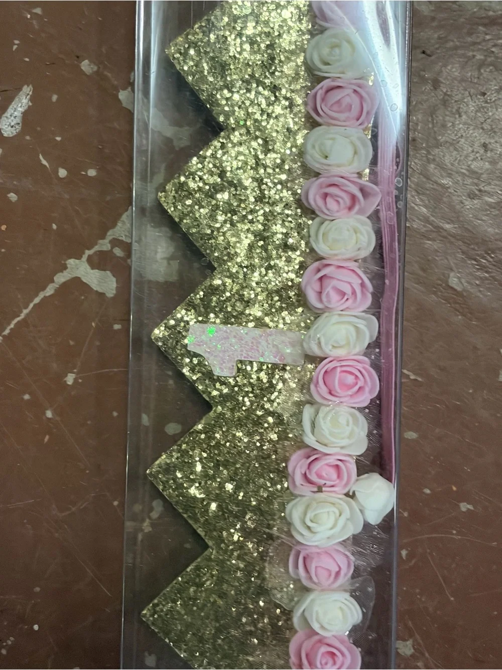 Gold and pink first birthday crown